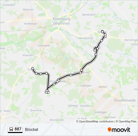 887 bus Line Map