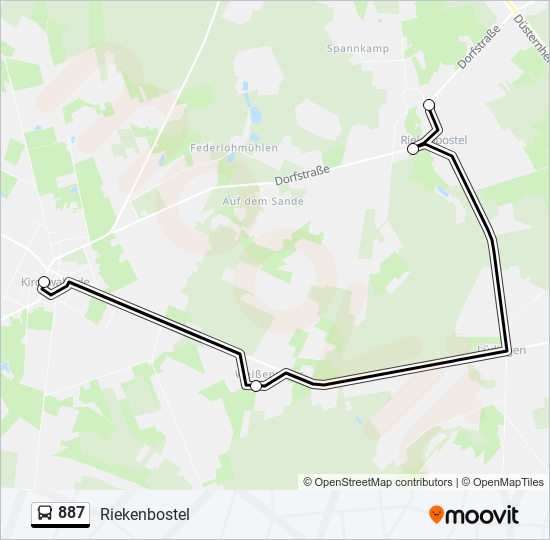 887 bus Line Map