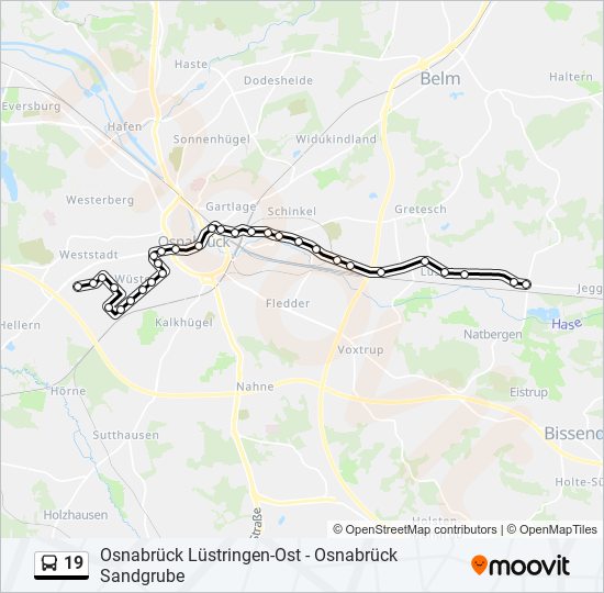 19 bus Line Map