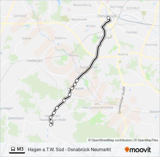 M3 bus Line Map