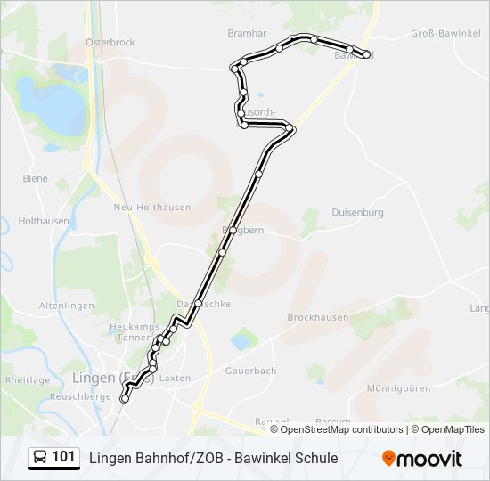 Buslinie 101 Karte