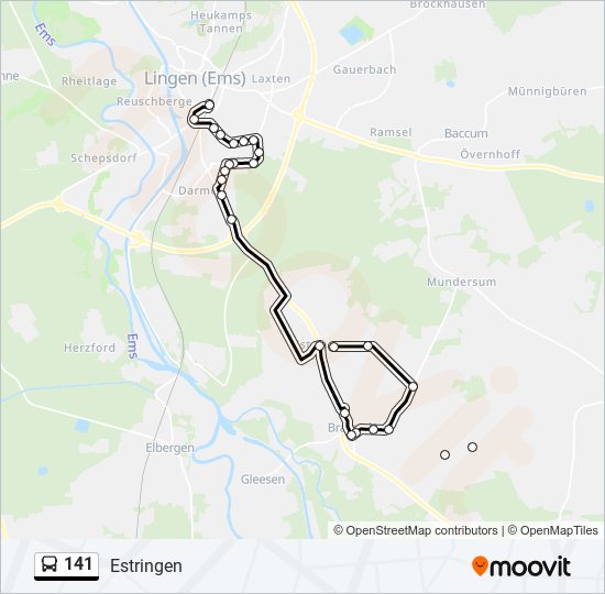 141 bus Line Map