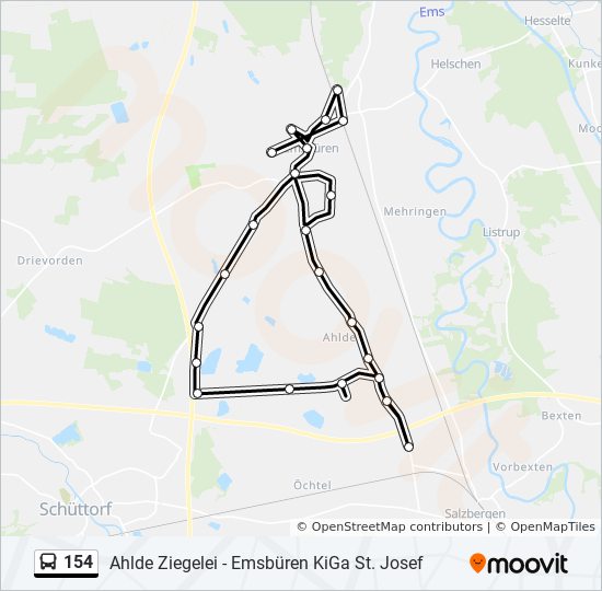 154 bus Line Map