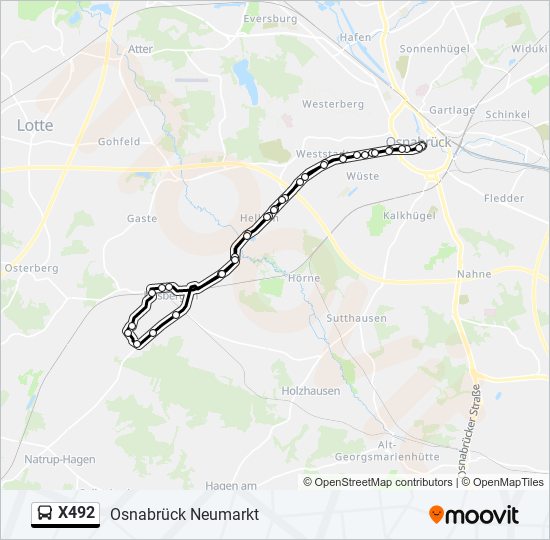 Автобус X492: карта маршрута