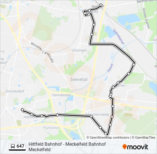 647 bus Line Map