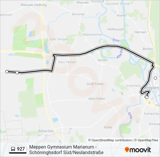 Автобус 927: карта маршрута
