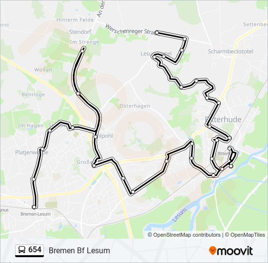 654 bus Line Map