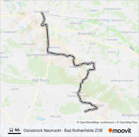 Автобус N6: карта маршрута