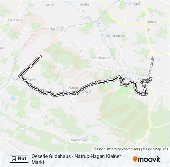 N61 bus Line Map