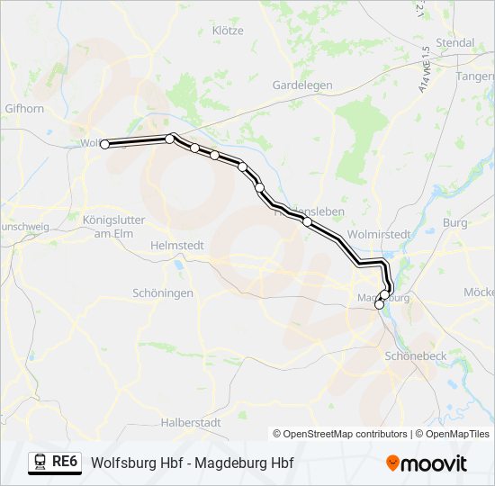 RE6 train Line Map