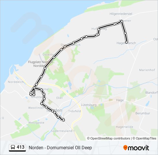 413 bus Line Map