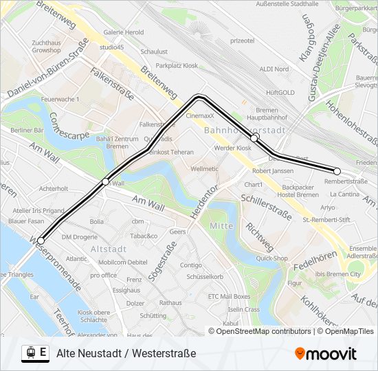 Straßenbahnlinie E Karte