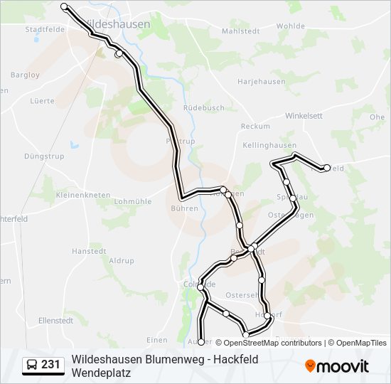 Buslinie 231 Karte
