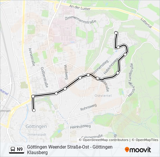 N9 bus Line Map