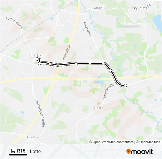 Автобус R15: карта маршрута