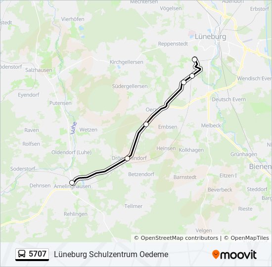 5707 bus Line Map