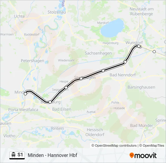 S-Bahn S1: карта маршрута