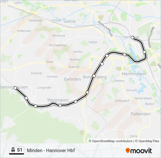S-Bahn S1: карта маршрута