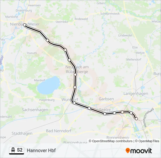 S-Bahn S2: карта маршрута
