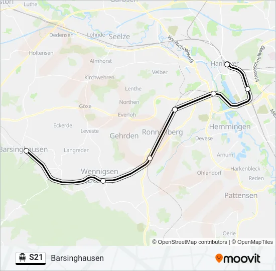 S-Bahn S21: карта маршрута