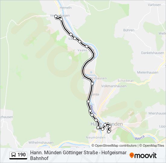 190 bus Line Map