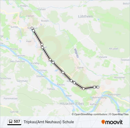 507 bus Line Map