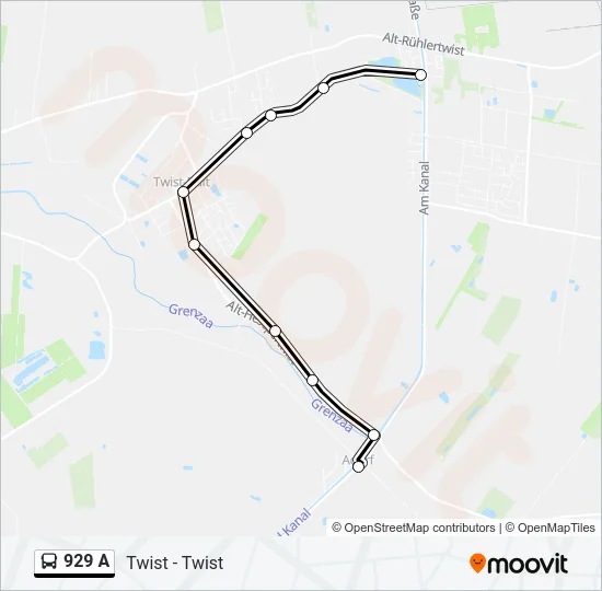 Автобус 929 A: карта маршрута