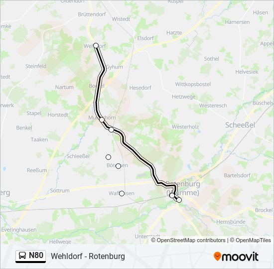 N80 bus Line Map