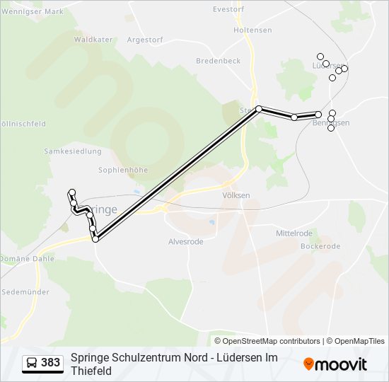 383 bus Line Map