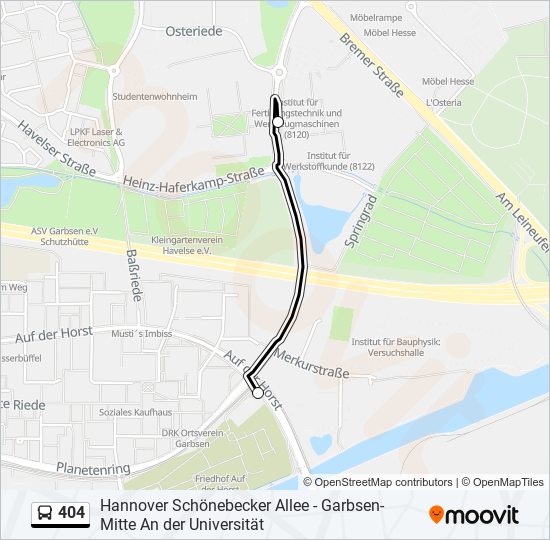 404 bus Line Map