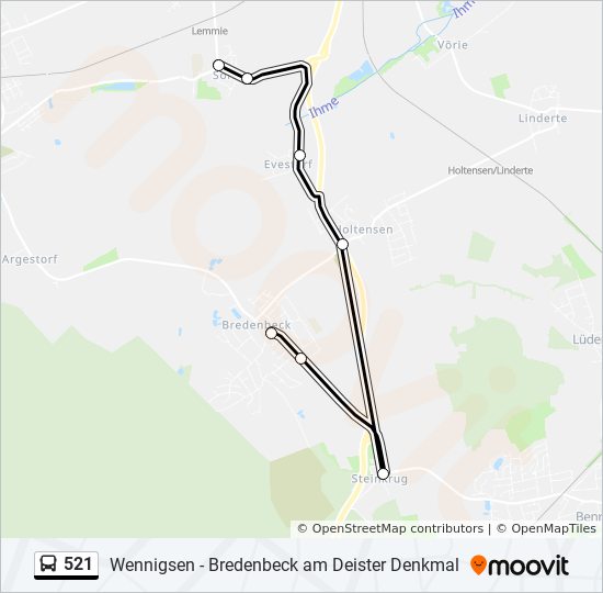 521 bus Line Map