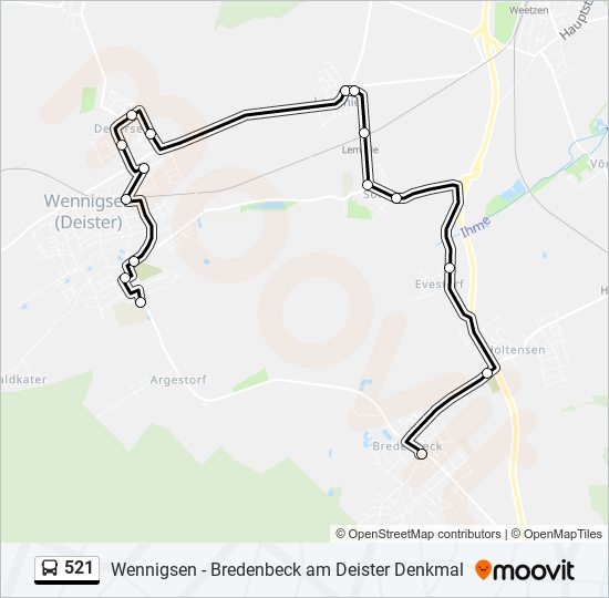 521 bus Line Map