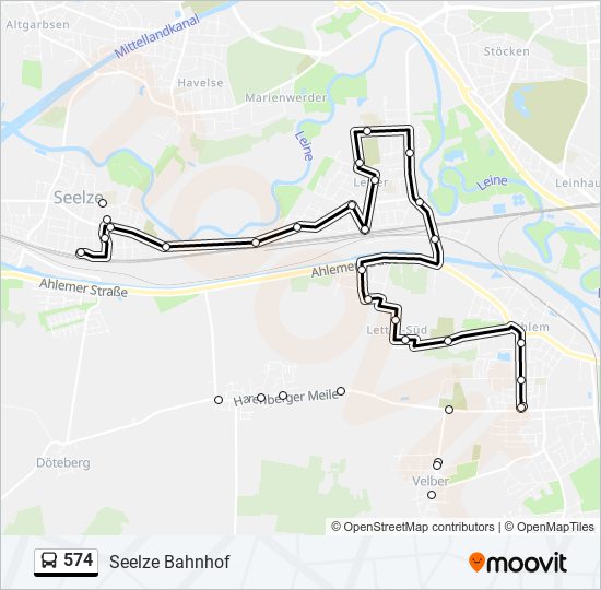 574 bus Line Map