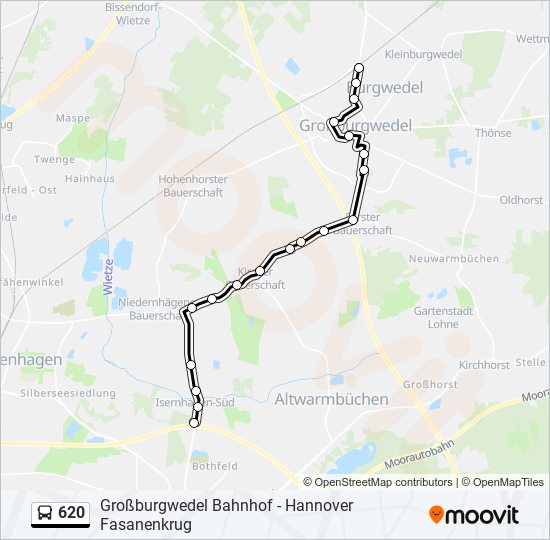 620 bus Line Map