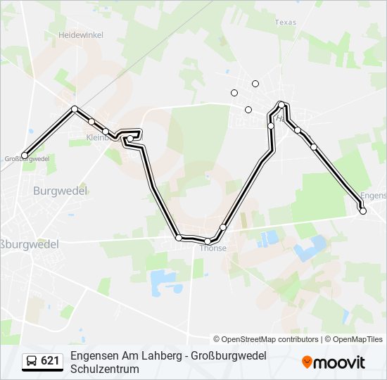 621 bus Line Map