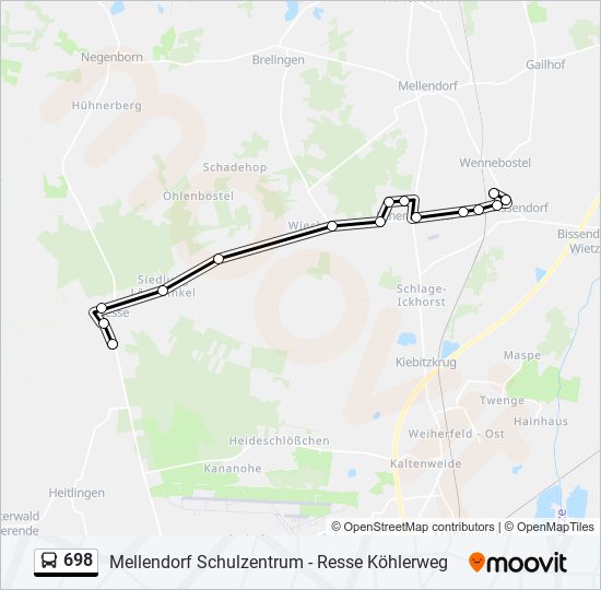 698 bus Line Map