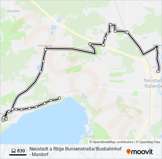 830 bus Line Map