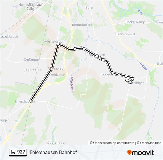 927 bus Line Map