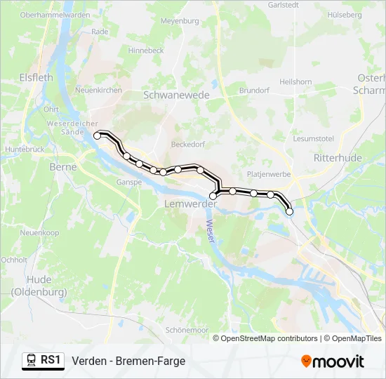 Поезд RS1: карта маршрута