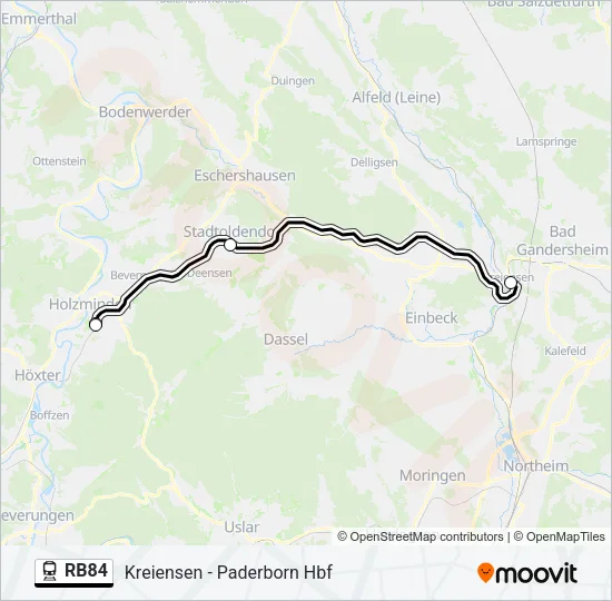 Поезд RB84: карта маршрута