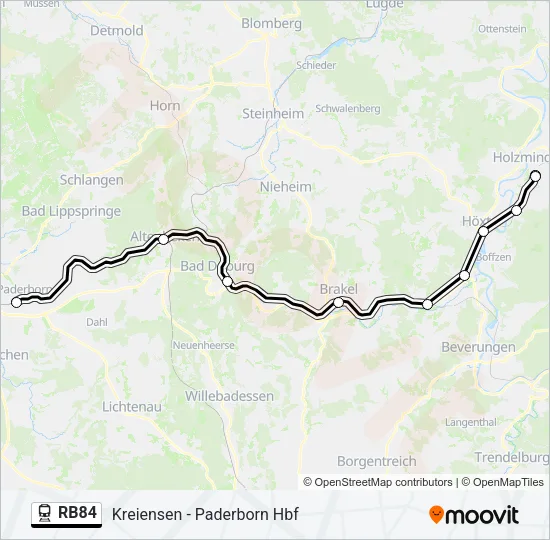 Поезд RB84: карта маршрута