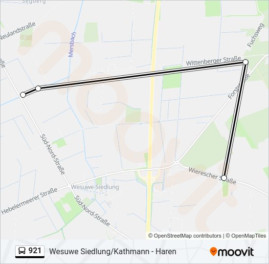 Buslinie 921 Karte