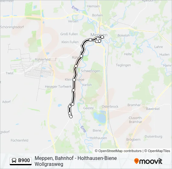 Автобус B900: карта маршрута