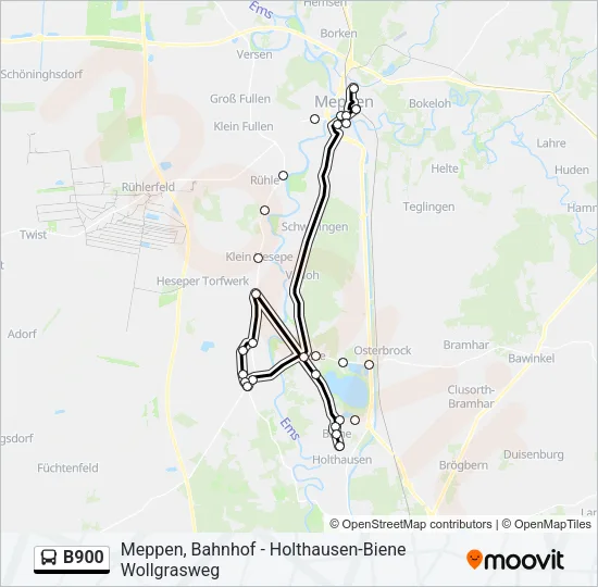 Автобус B900: карта маршрута