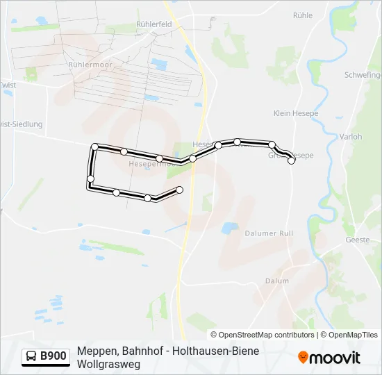 Автобус B900: карта маршрута
