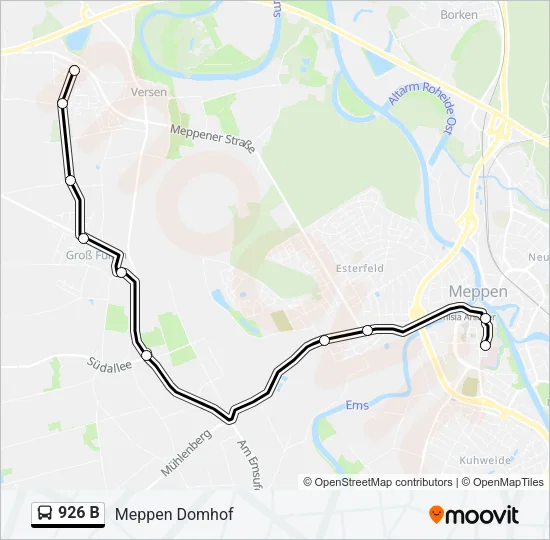Автобус 926 B: карта маршрута