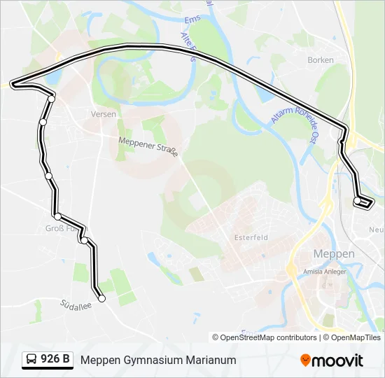 Автобус 926 B: карта маршрута