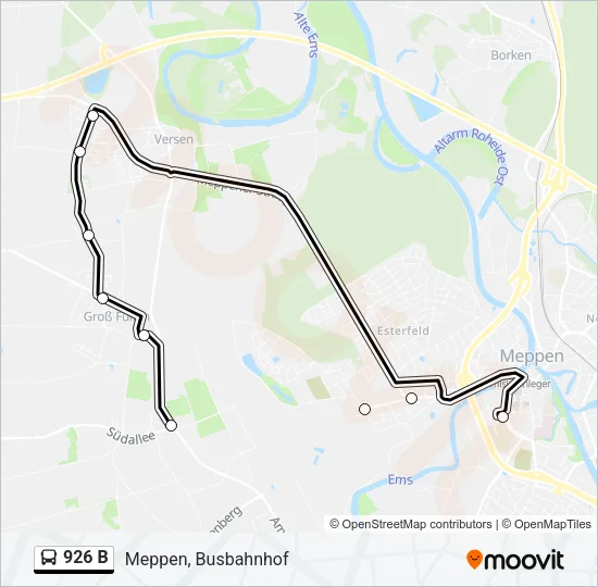 Автобус 926 B: карта маршрута