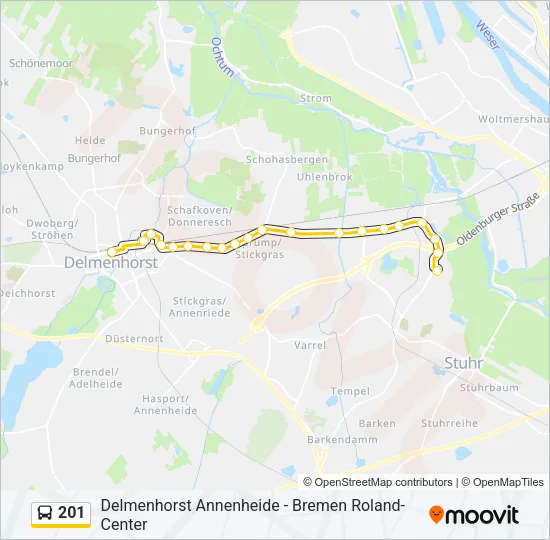 201 Bus Line Map