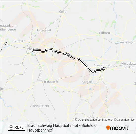RE70 Train Line Map